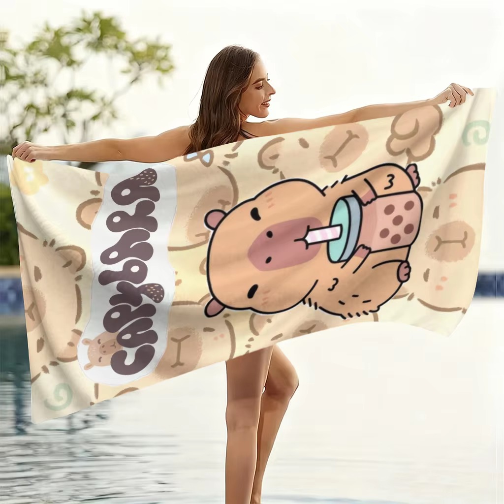 Towel Small Sport - Handuk Pantai Kartun Kapibara Cepat Kering
