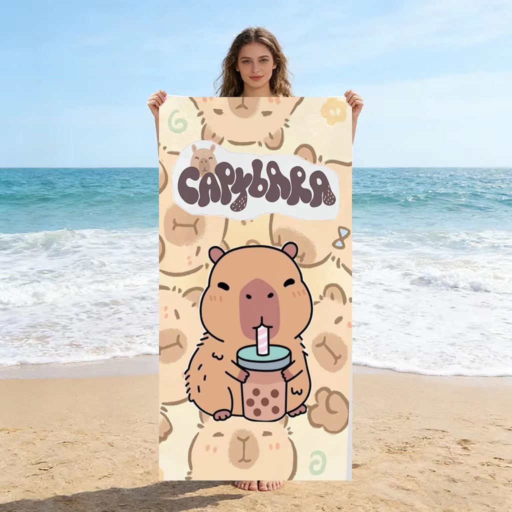 Towel Small Sport - Handuk Pantai Kartun Capybara Cepat Kering